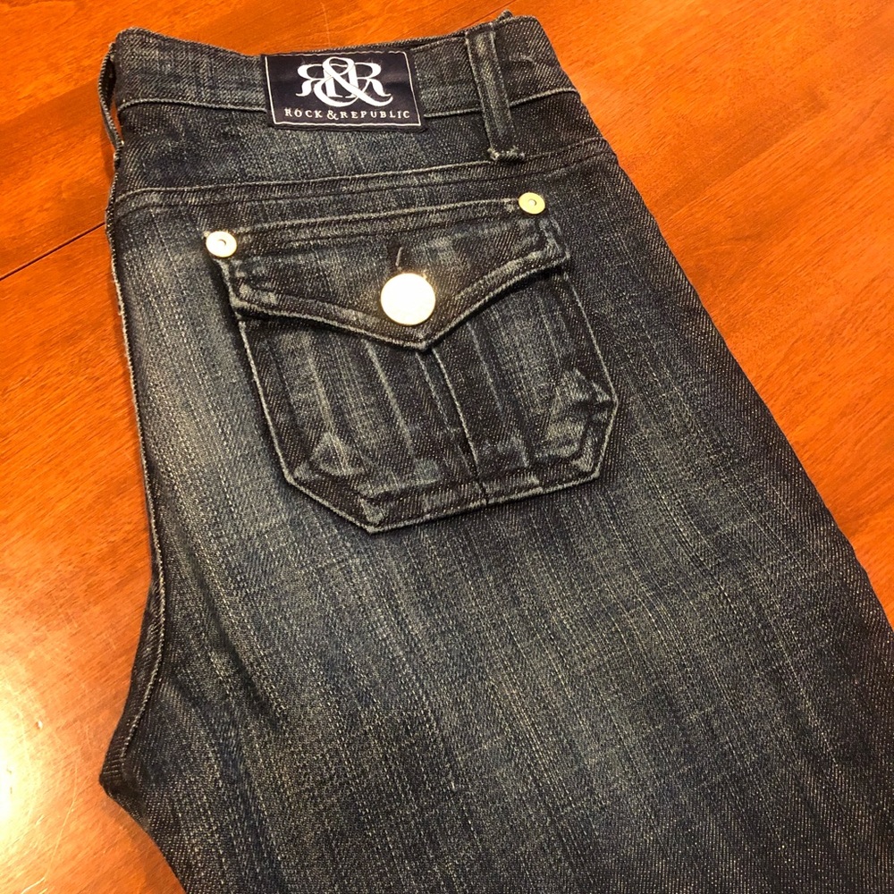 Rock & Republic Dark Navy Flare Jeans Size 28